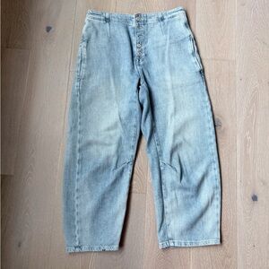 Free People Barrel Style Blue Jeans Size 28